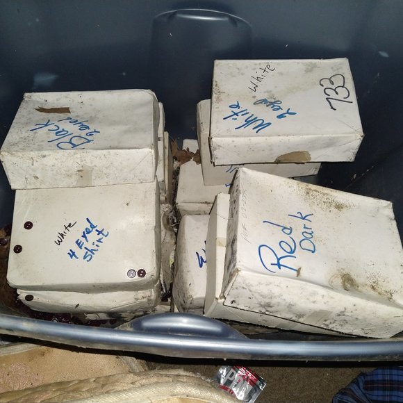 Boxes of buttons (color sorted), boxes of pre cut and reg materials for quilts - Picture 15 of 16